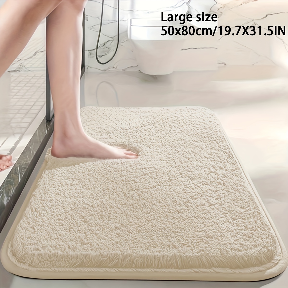 TEMU 1pc Bathroom Rug Thickened Non-slip Soft Plush Absorbent Floor Mat, Bathroom Additions And Home Decor For A Safe Suitable For Room Kitchen