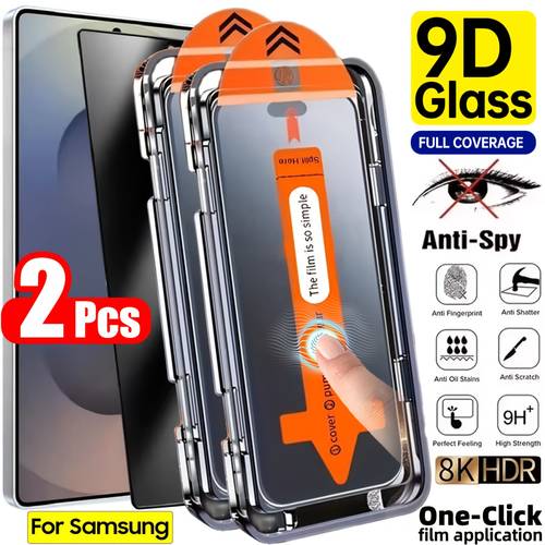 2pcs full coverage privacy screen protector with install kit auto kit compatible with for samsung for galaxy s26 ultra s25 ultra 6 9 inch 9h hardness tempered glass applicable to fingerprint unlocking function full coverage