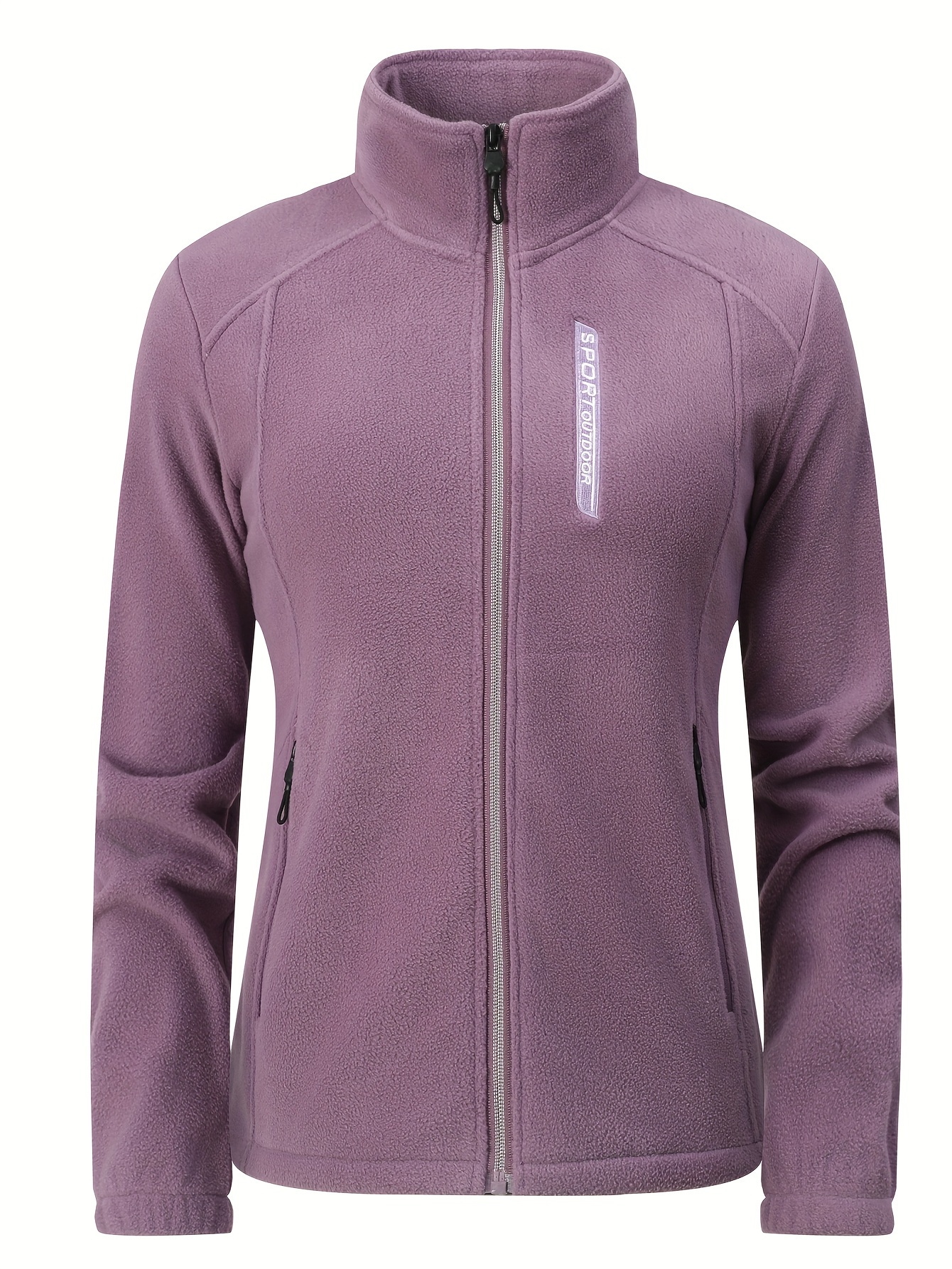 outdoor plush lined fleece jacket womens autumn and winter new thickened warm sportswear fleece embroidered sweatshirt coat purple 0