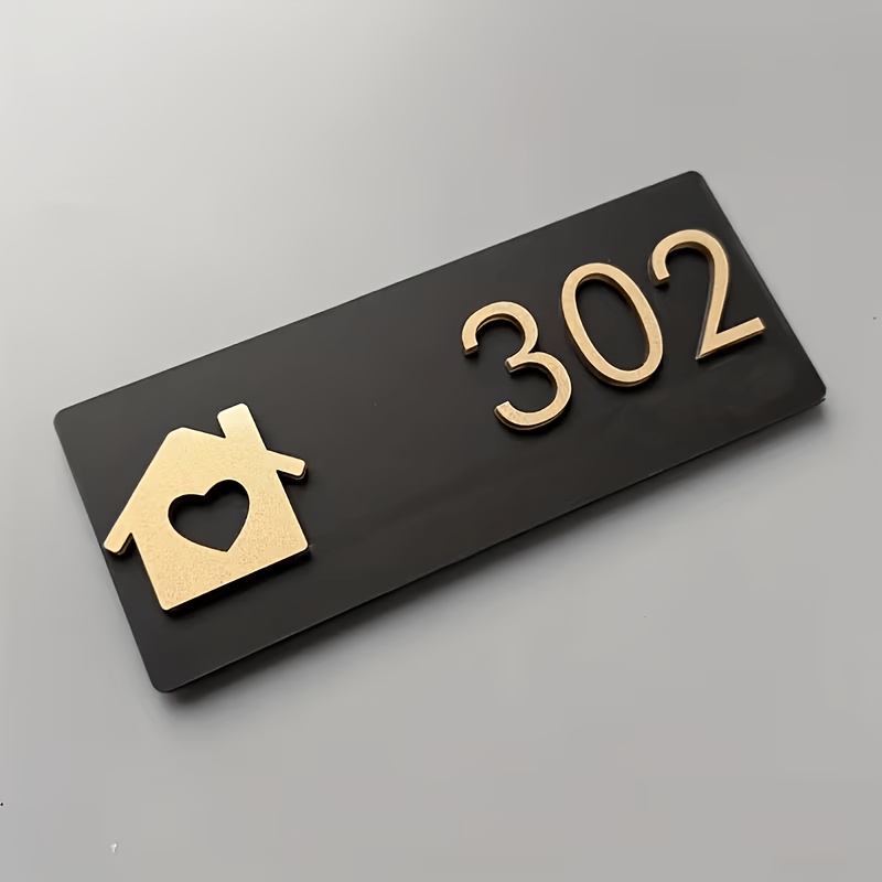 TEMU Self-adhesive House Number Plates Suitable For Hotels, Apartments, - Minimalist Wall-mounted Address Signs With Polished Numbers, Installation