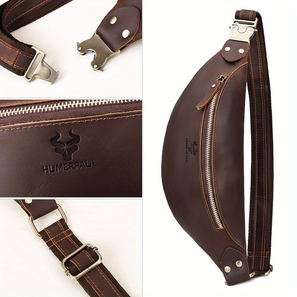HUMERPAUL Vintage Style Genuine Leather Waist Bag