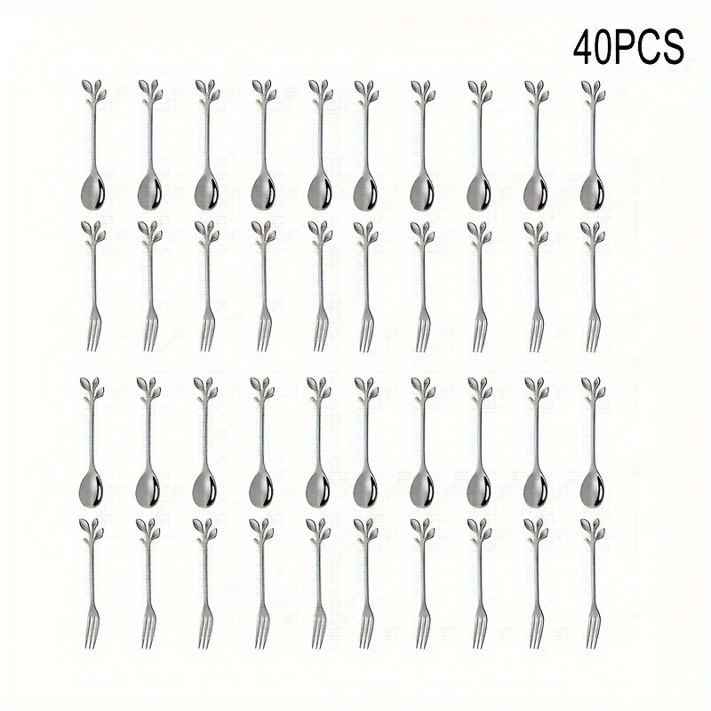 

Pattern 40pcs Steel And Spoon Set - Dishwasher Safe, For Dining, Stirring, -