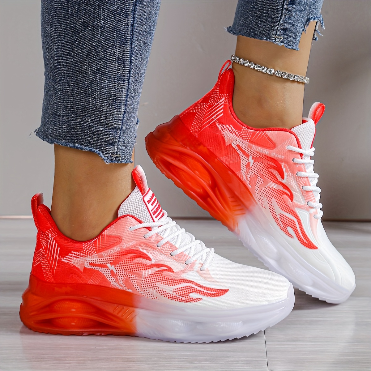 women's breathable lightweight running shoes white pink Temu Canada