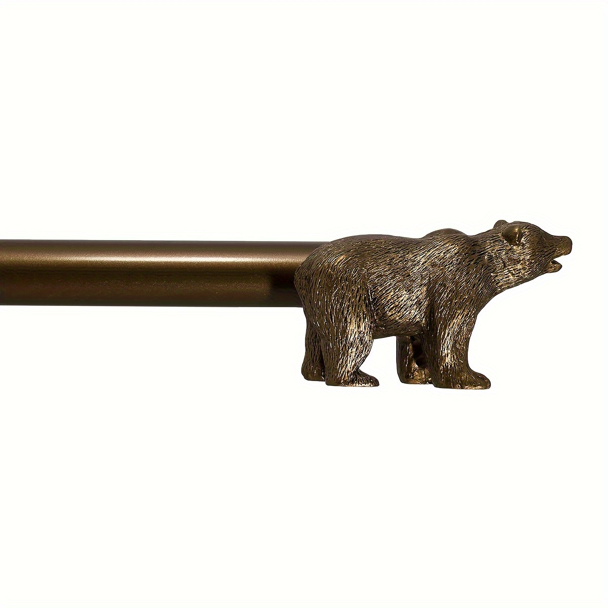 

3/4" Adjustable Window Treatment Single Curtain Rod With Farmhouse Bear Finials, 28"-48", 48"-84", 84"-120