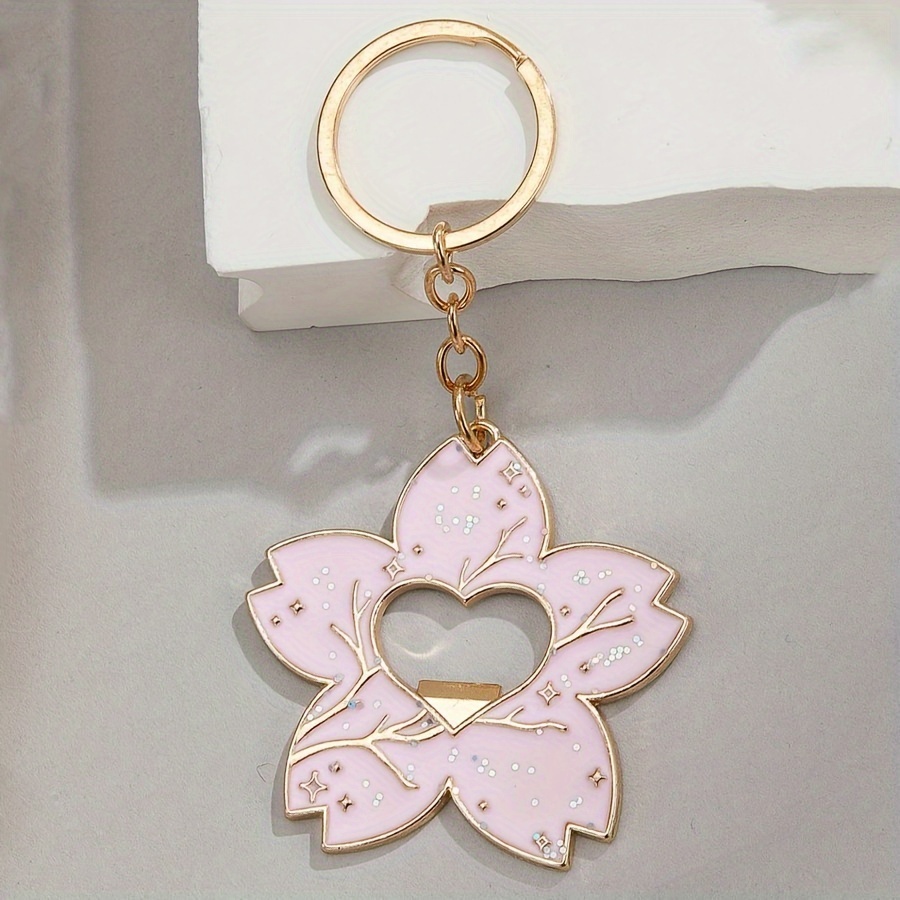 1pc Cherry Bottle Opener Keychain Fashion Heart Style Alloy Romantic Chain Send Girlfriend Birthday Car Accessory Pendant