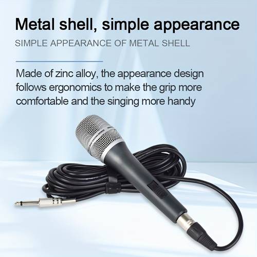 ZX16 -Shaped Dynamic Microphone, Suitable for Karaoke Machines, Speakers, Amplifiers, Mixers, Metal Handheld Design, Used for Karaoke, Singing, , Gaming, with Switch