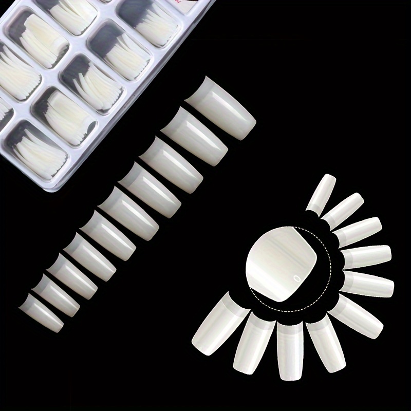 

100pcs Half-covered French False Nail Tips Artificial False Nail Tips Size 0-9 100pcs Pack Natural Transparent Half-covered