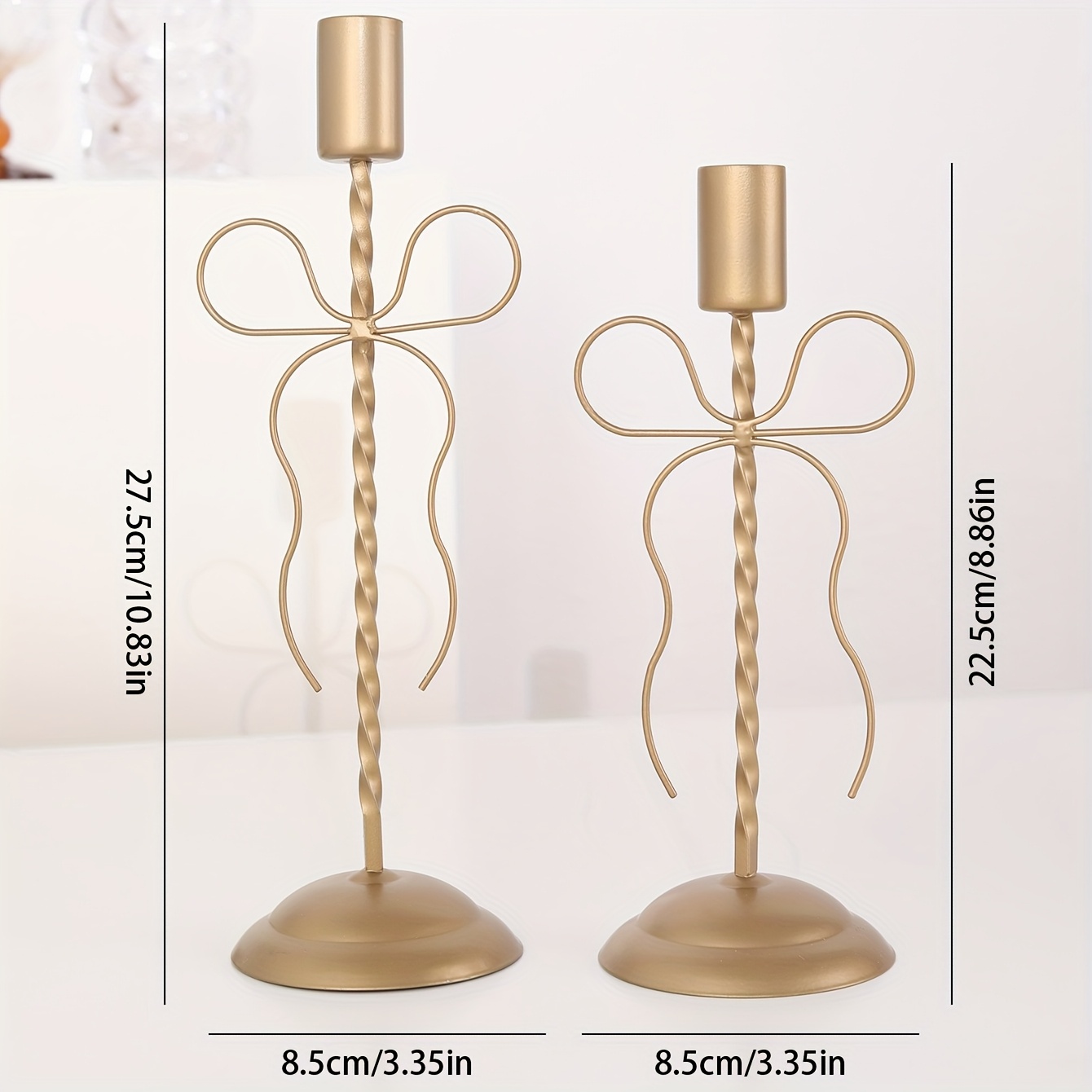 a   bow candle holder suitable for pillar candles a decorative piece with a unique shape and an elegant atmosphere ideal for weddings or parties made of durable metal that resists deformation   as tabletop d cor in dining rooms Product details 2