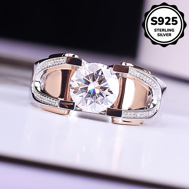 Image of 1pc S925 925 Silvery Plated Exquisite And Stylish Hearts And Arrows 2-carat Adjustable For Men And Women, High-quality Jewelry, Suitable For Daily And Party Wear, Approximately 6.73g