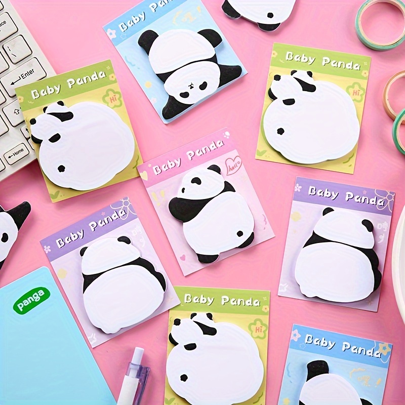 

4-pack Cute Cartoon Panda Sticky Notes, 120 Sheets Self-adhesive Memo Pads For Students, School, Office Supplies, Index & Reminder Note Stationery Gift