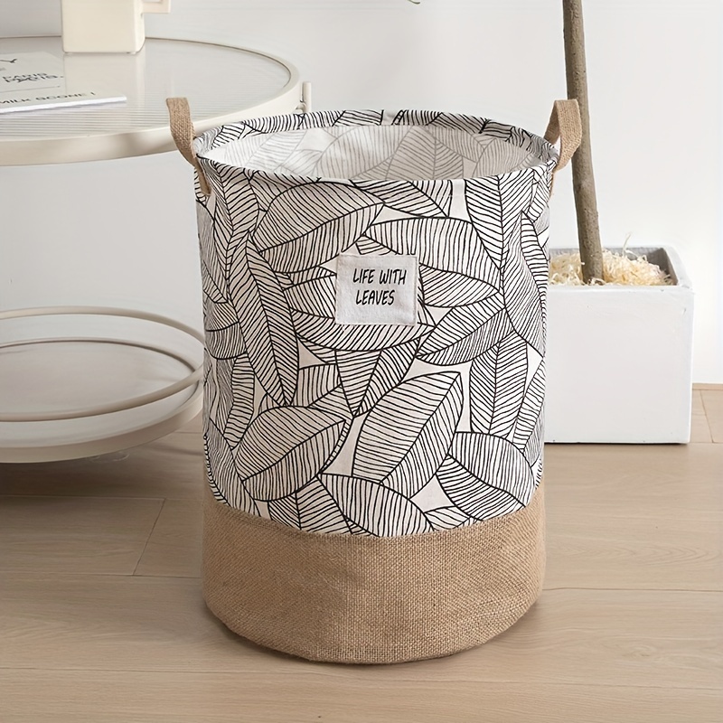 

1pc Panier à Linge en Lin Pliable pour Vêtements Sales, Serviettes de Bain, Couvertures et Articles Divers, Seau de Rangement Adapté pour Salon, Chambre, Salle de Bain et Cuisine