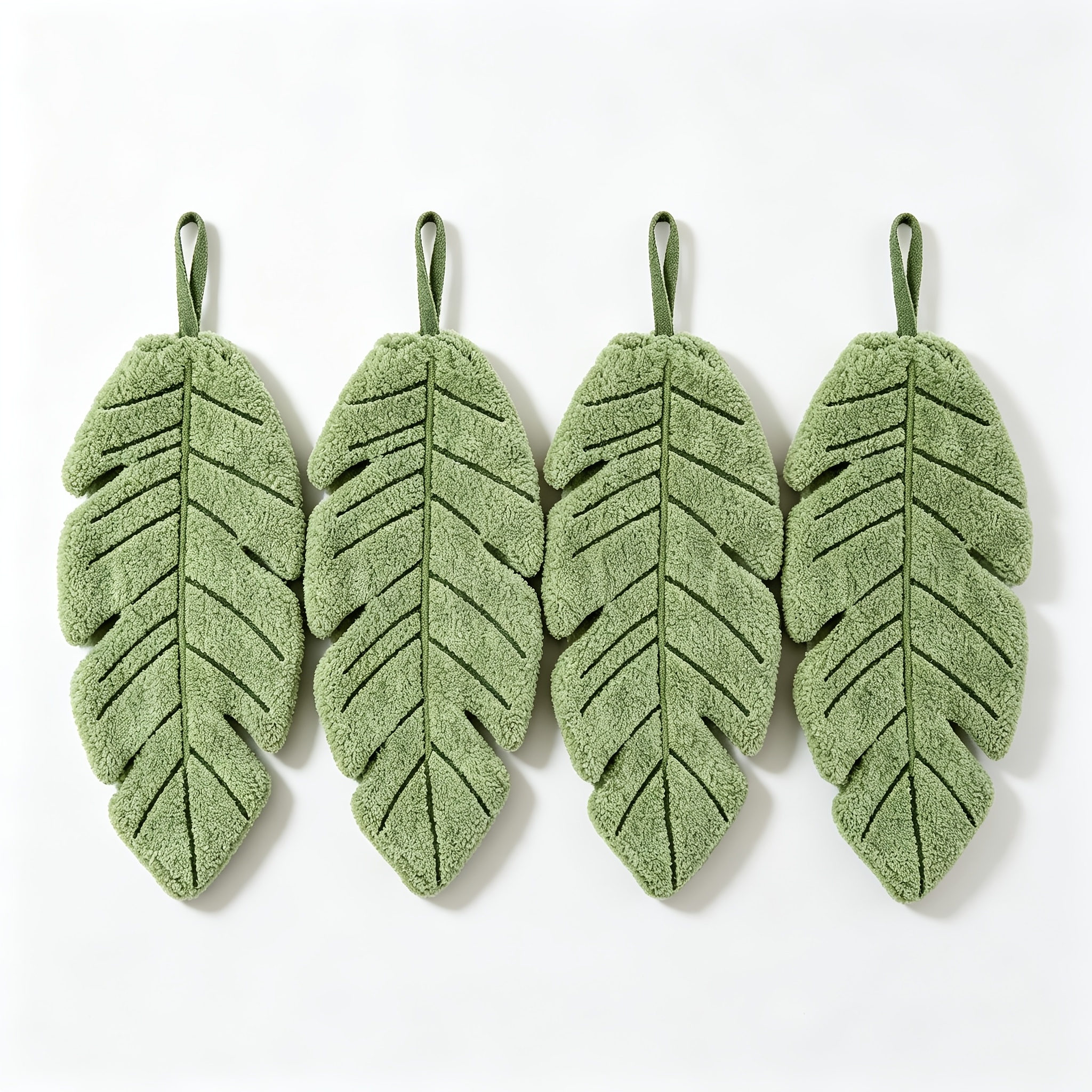 TEMU 4pcs Set Of Cute Banana Leaf Shaped Hand Towels, Absorbent Hanging Cleaning Cloths, Quick-dry Decorative Towels For Kitchen And Bathroom. Banana