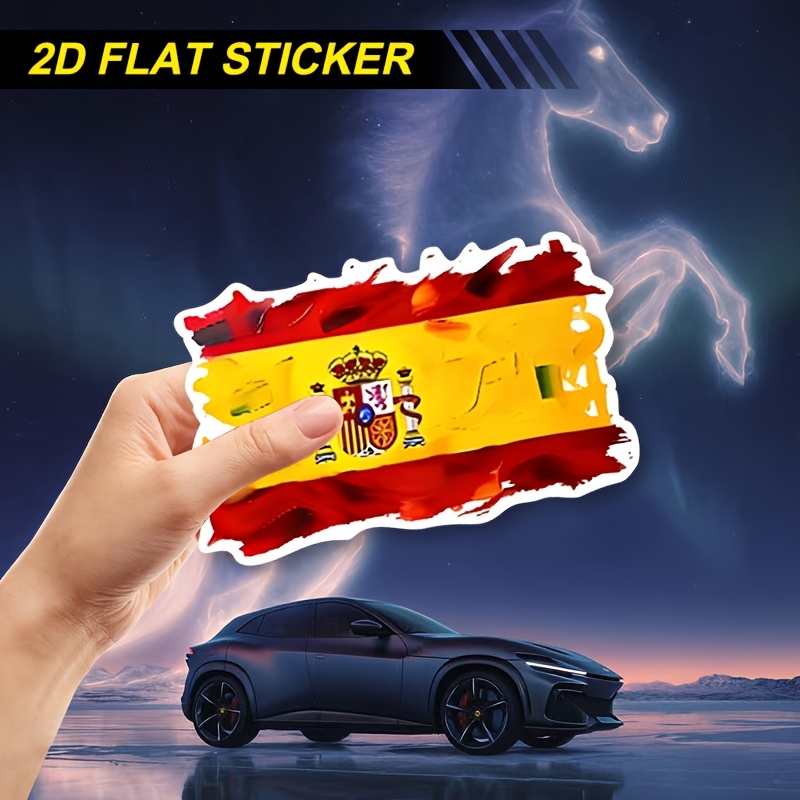 TEMU 1 , 2D , Española con artísticas, Calcomanía de vinilo impermeable, Se puede usar para pegar puertas de coche, laptops, refrigeradores, botellas