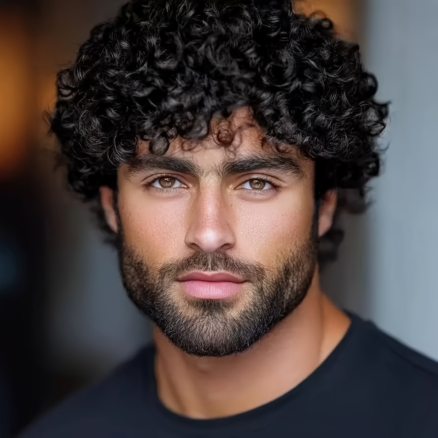 TEMU 1pc Men's Retro 70s Disco Afro Wig With Breathable - Short Curly/kinky Synthetic Hair Suitable For Party, Cosplay, Halloween, Vintage Fashion,