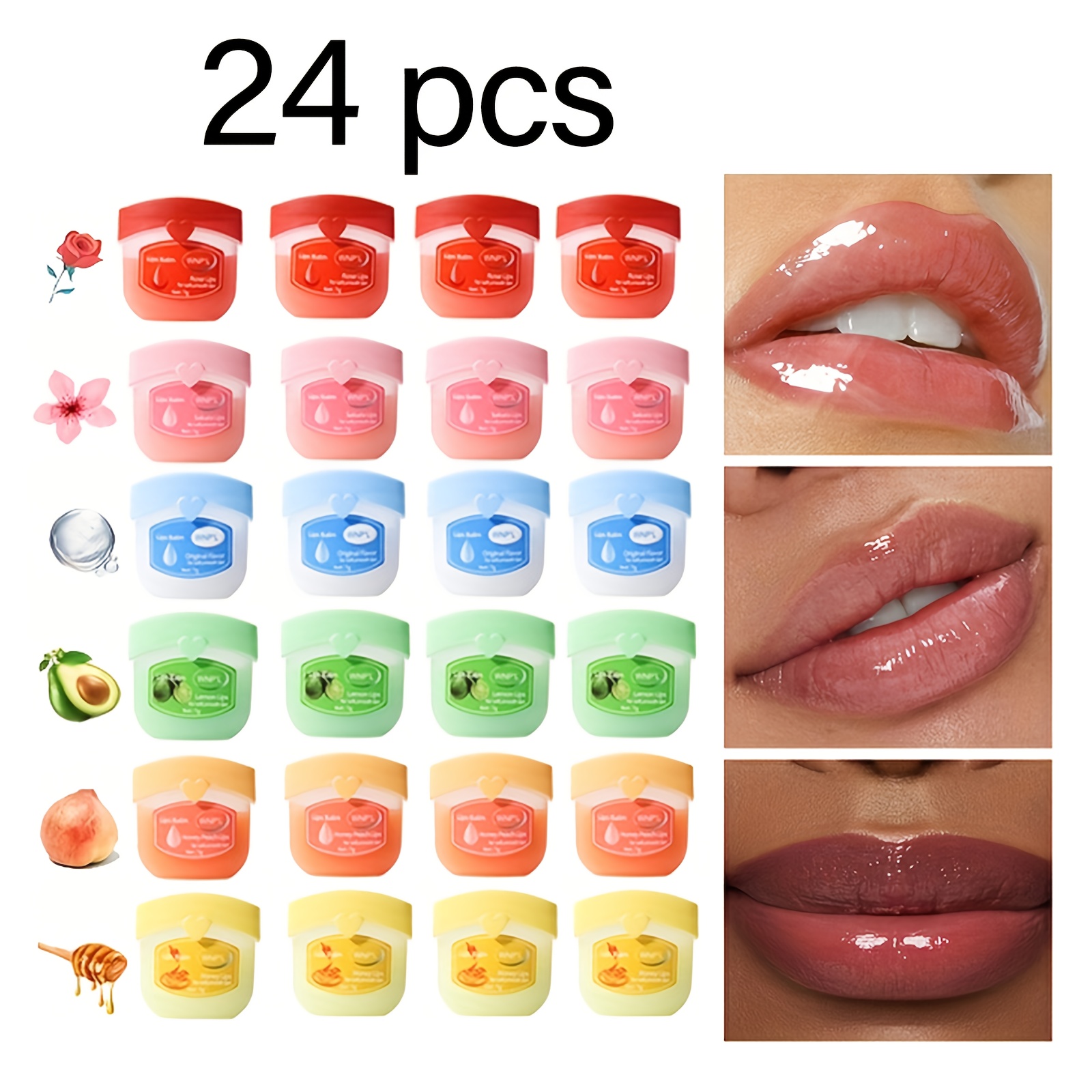 TEMU 24pcs Fruit-flavored Lip Balm For Autumn And Winter Lip Care.moisturizing Lip Balm Set - 24h Hydration For Dry Lips, Long-lasting Nourishing Lip