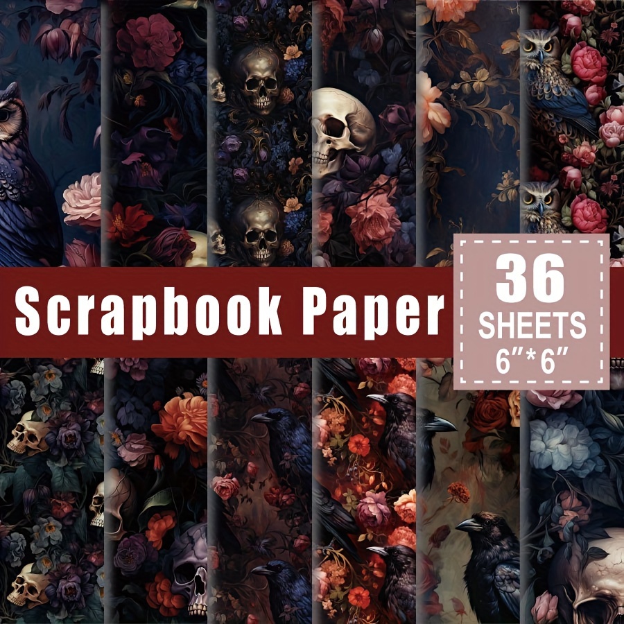 

36 Sheets Scrapbook Paper Pad In 6*6", Art Craft Pattern Paper For Scrapingbook Craft Cardstock Paper, Diy Decorative Background Card Making Supplies Dark Flower