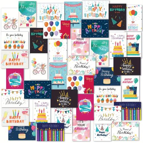 200 pack happy birthday card assorted bulk with blank envelopes and stickers 4 x 6 inches greeting cards blank happy birthday cards for men women adults 20 styles colorful style