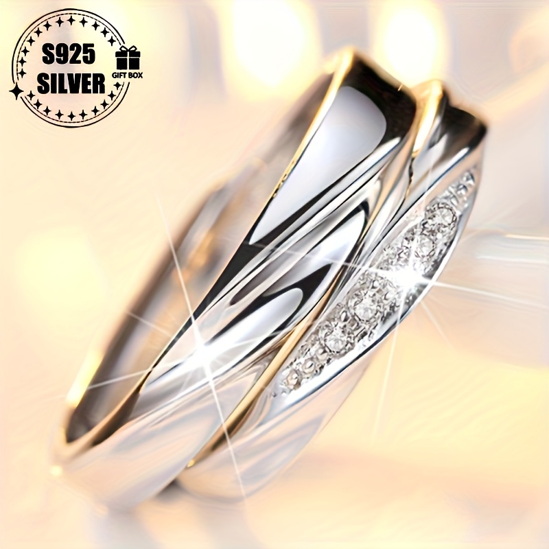 Adjustable 925 Sterling Silver Couple Rings, Hypoallergenic