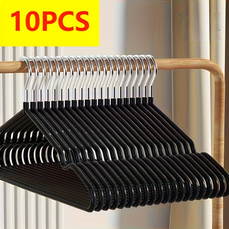 

10pcs Metal Hangers Shoulder Notches, , Closet For Storage