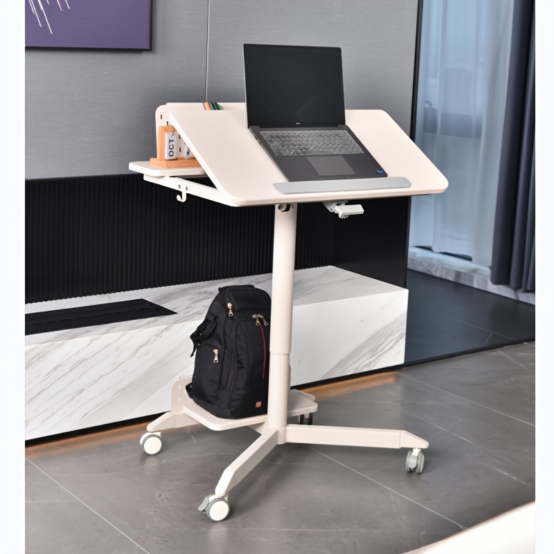  Mesa para ordenador portátil, mesa móvil, escritorio para  profesor, escritorio de pie, simple de pie, sobrecama (color: marrón) :  Productos de Oficina