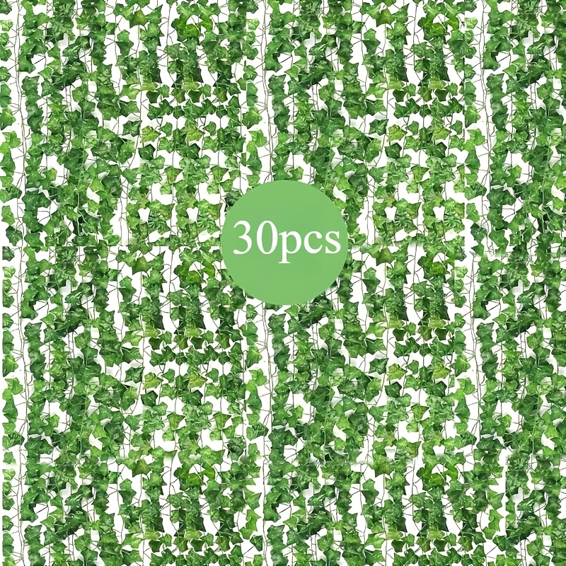 Image of 30pcs Artificial Ivy Vine Garlands | Realistic Faux Plastic Ivy Plants With Green Leaves, Perfect For Indoor, Wedding, Party, Garden Wall Decor - , No Maintenance Required