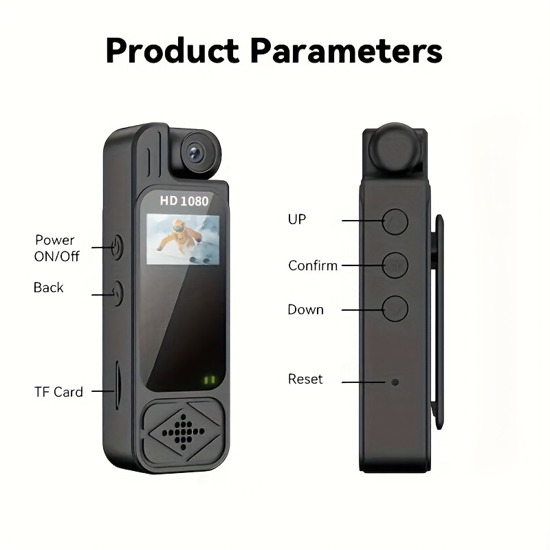 Intelligent Recording Device - 1080P High Definition Body Camera, Lens That Rotates 180 Degrees, Portable Handheld Camcorder, USB Rechargeable, Ideal Present for Celebrations And Anniversaries