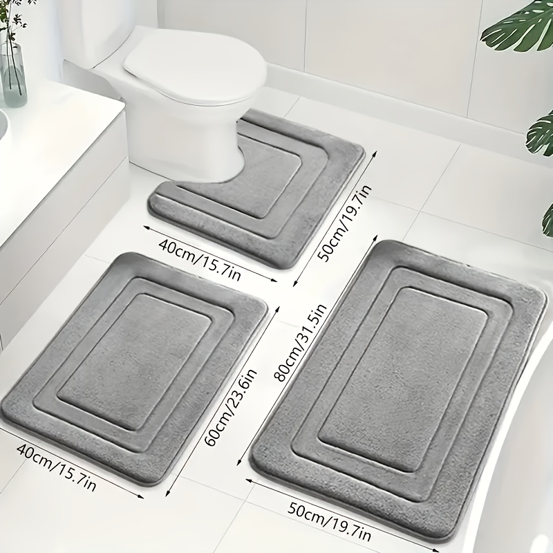 E-shop 3-teiliges Badteppich-Set aus Memory-Schaum, -Stehmatte mit U-förmiger Toilettenmatte. Dick. Super saugfähiger, weicher Teppich, ideal für
