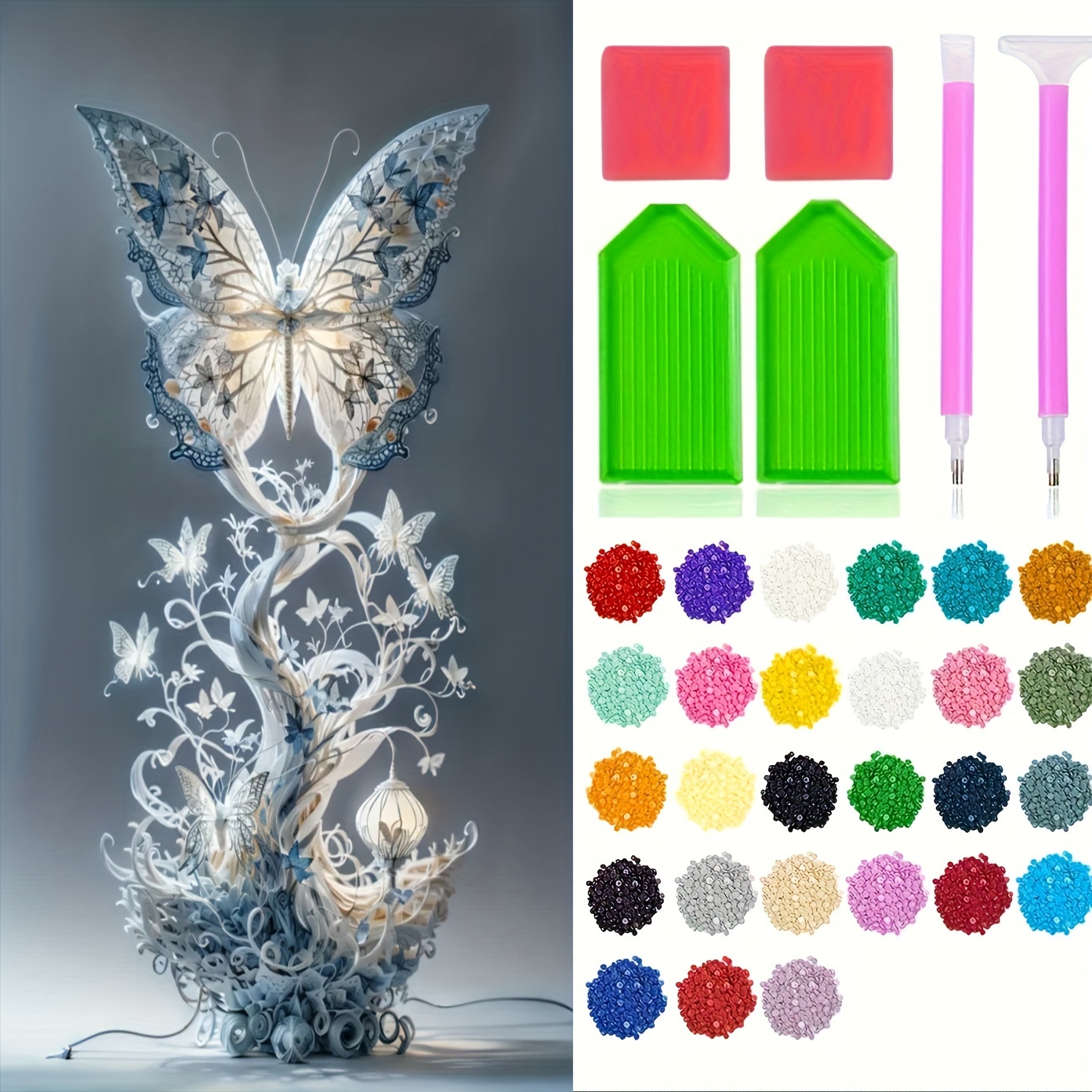 

Large 15.75" X 27.57" Diy 5d Diamond Painting Kit - Butterfly Design, Full Drill Crystal Embroidery Art, Frameless Cross Stitch Craft For Wall Decor, Perfect Surprise Gift