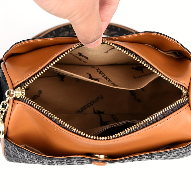 rough style bag／dark brown DIESEL Vintage Brown Shoulder Bag With Leather Logo, 00's