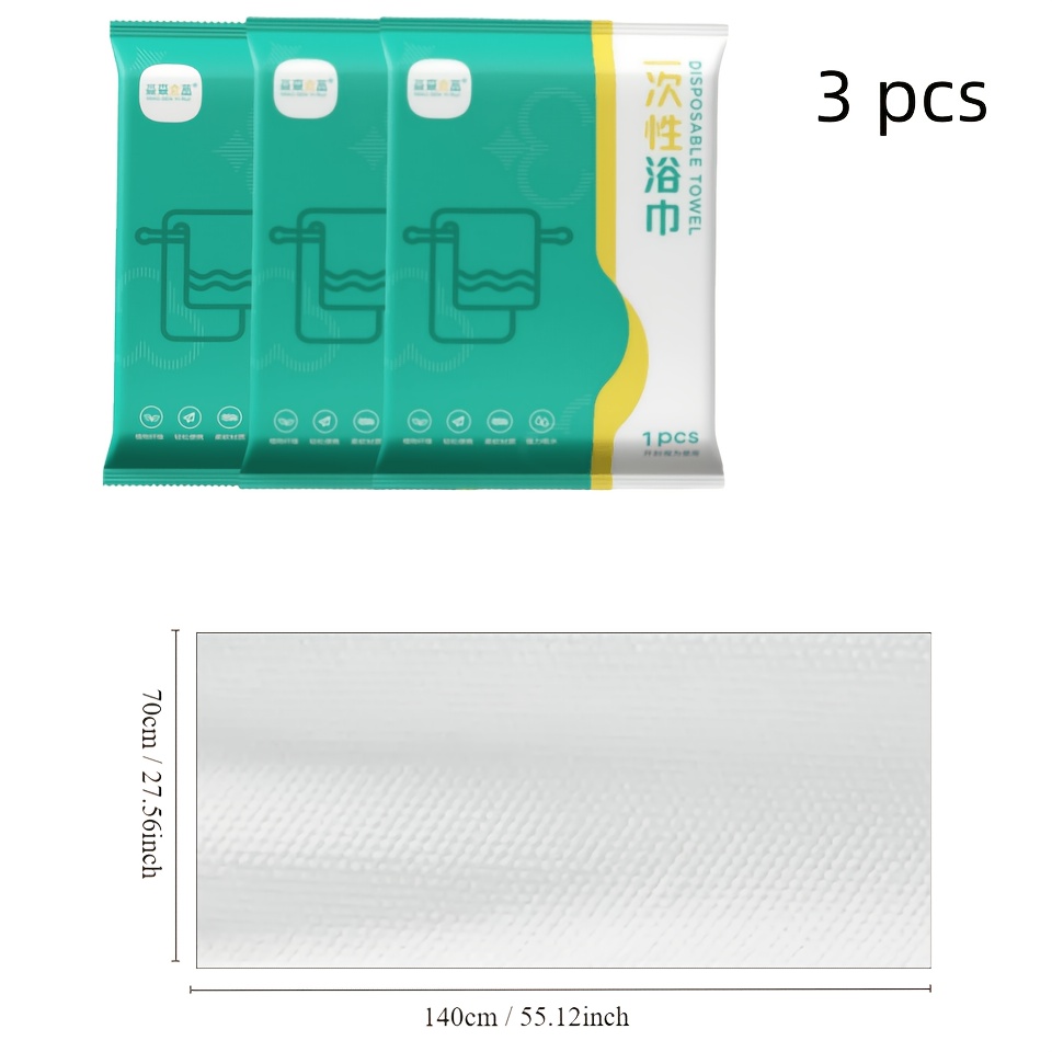 Image of 3pcs Fiber Disposable Bath Towels Suitable For Travel, Gym, Camping - Individually Wrapped Thick Towel Sheets, -friendly Portable Towel For &, Machine Washable For, Office, Vacations