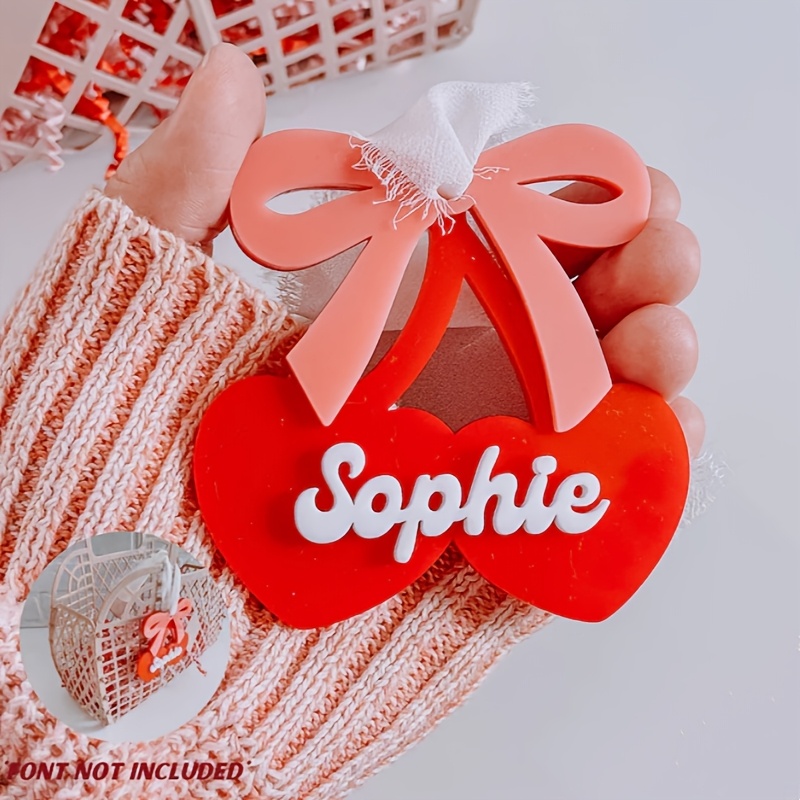 

1pc Customizable Acrylic Double-layer Heart-shaped Tag With Bow, Personalized Romantic Gift Label For Basket Decoration, Unique Keepsake For Valentine's Day, Pop- Theme, No Power Required, Featherless