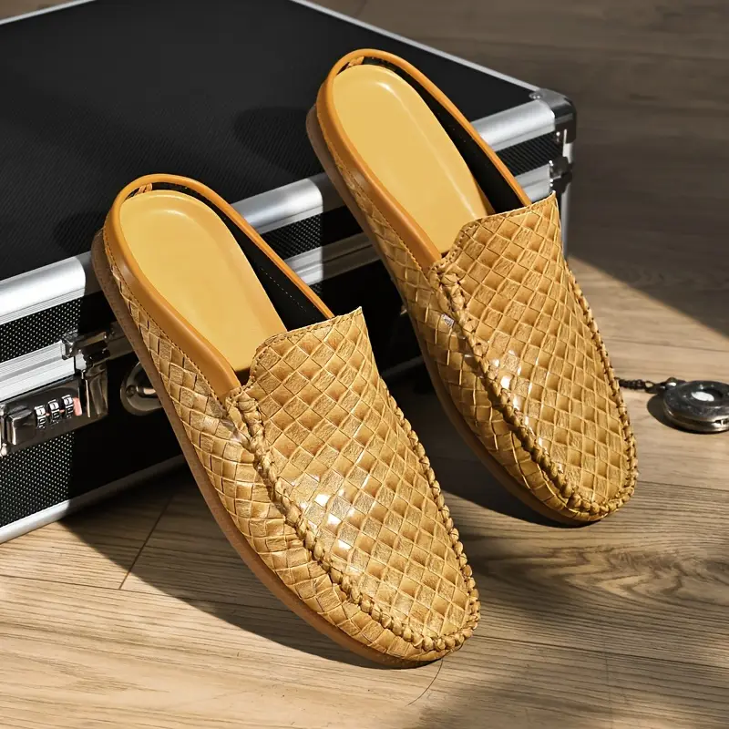 mens trendy solid colour hollow out mule shoes comfy non slip casual slippers for mens outdoor activities details 7