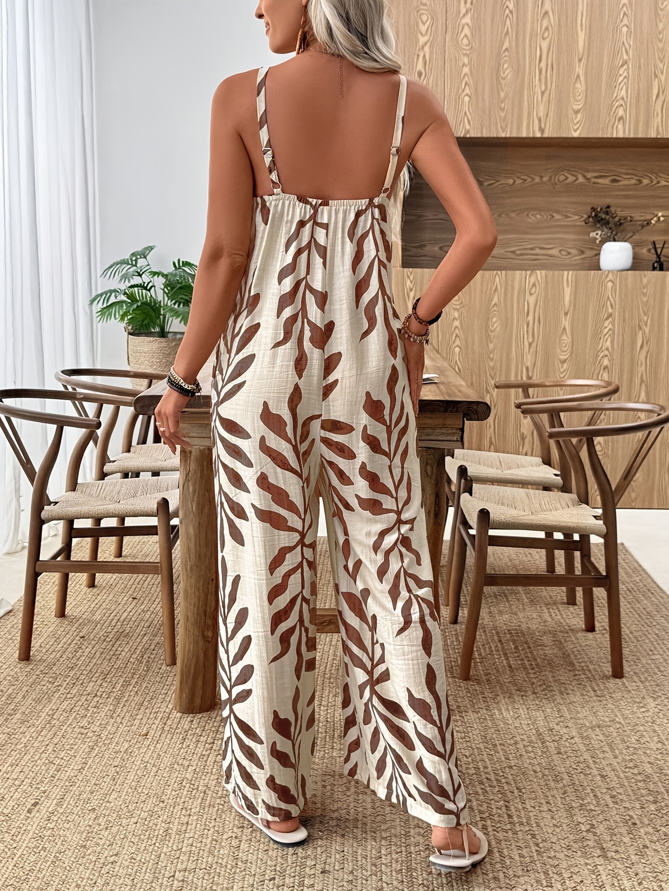 Early Spring Summer 26 Womens Wide Leg Jumpsuit Tropical