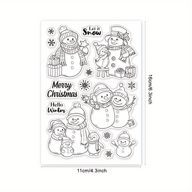 Image of Transparent Stamps Of Christmas Snowmen For Card Making, Penguin Transparent Stamps, Sealing Snowflake Decorations, And Transparent Stamps For Album Diary Embellishments