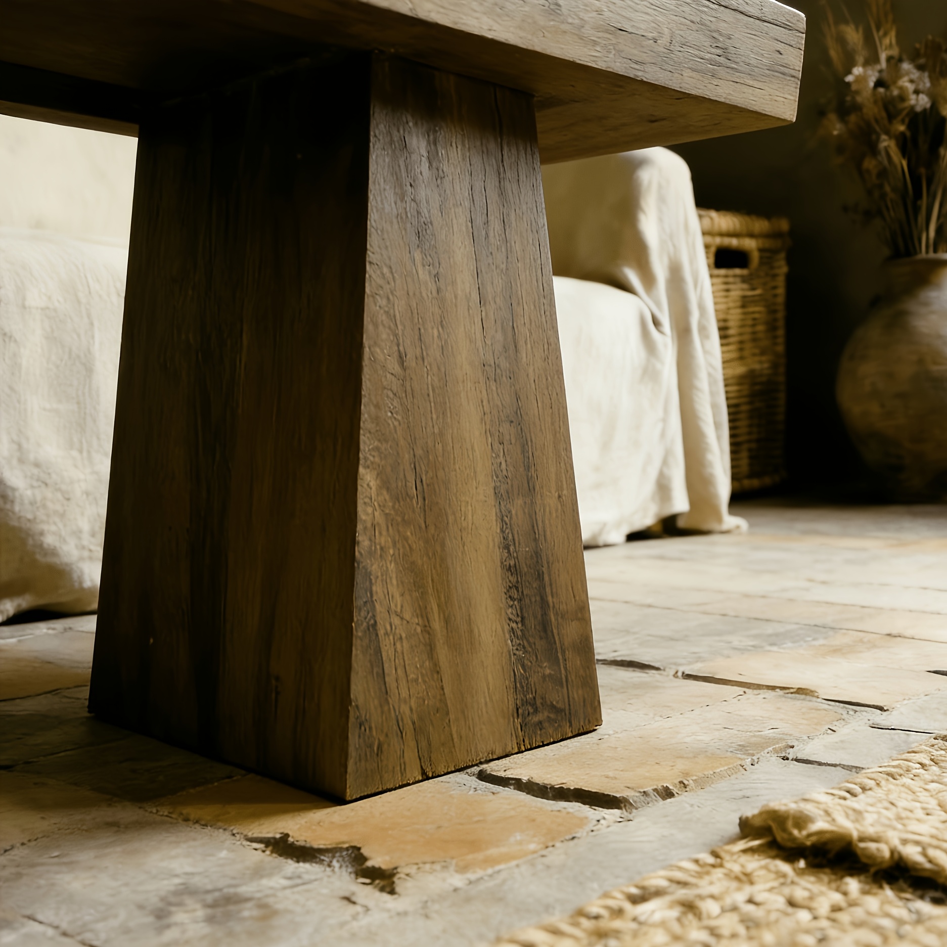 Wabi-Sabi Low Coffee Table | Minimalist Solid Wood Tea Table For Living Room, Embracing Wabi-Sabi Aesthetics