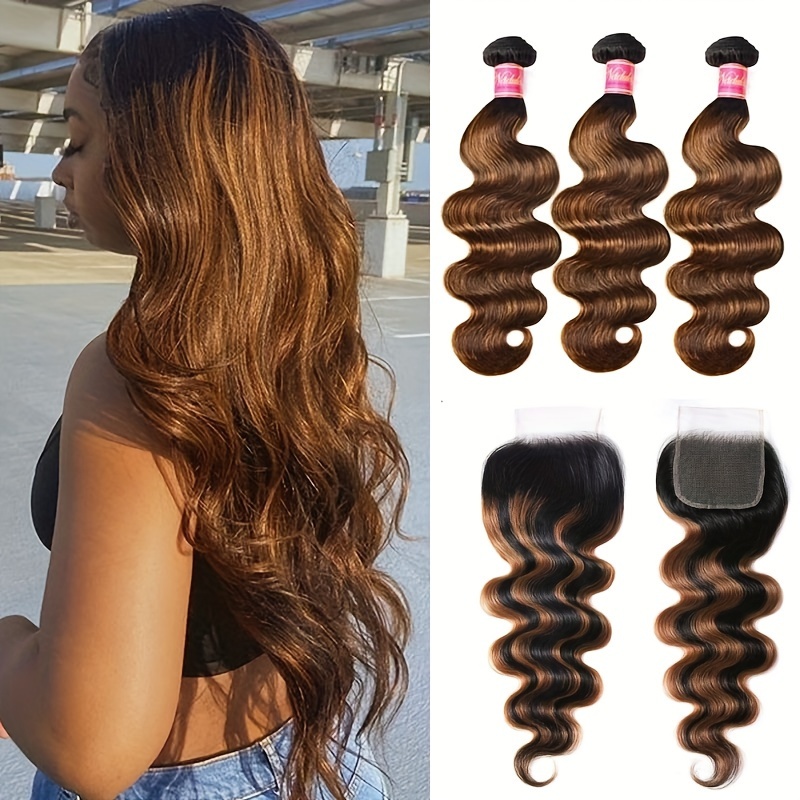 Highlight Brown Color Hair Weave retailer 3 Bundles Hair Bulk Body Wave Human Hair Extension Brazilian Remy Hair Extensions