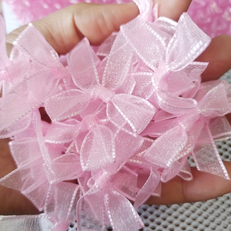 10pcs Pack Christmas Diy Hair Bows, Headwear, Women's Clothing Decorations, Polyester With Ribbon, Roses, And Small Flowers, Diy Handmade Hat, Shoe, And Apparel Accessories