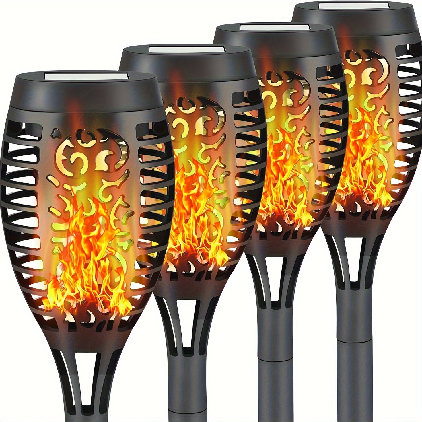 

4 Pack Solar Torch Lights Outdoor, Dancing Flickering Flame Torches Lights Landscape Decoration Light For Pathway Lawn Patio Gardenyard Wedding Party-auto On/off