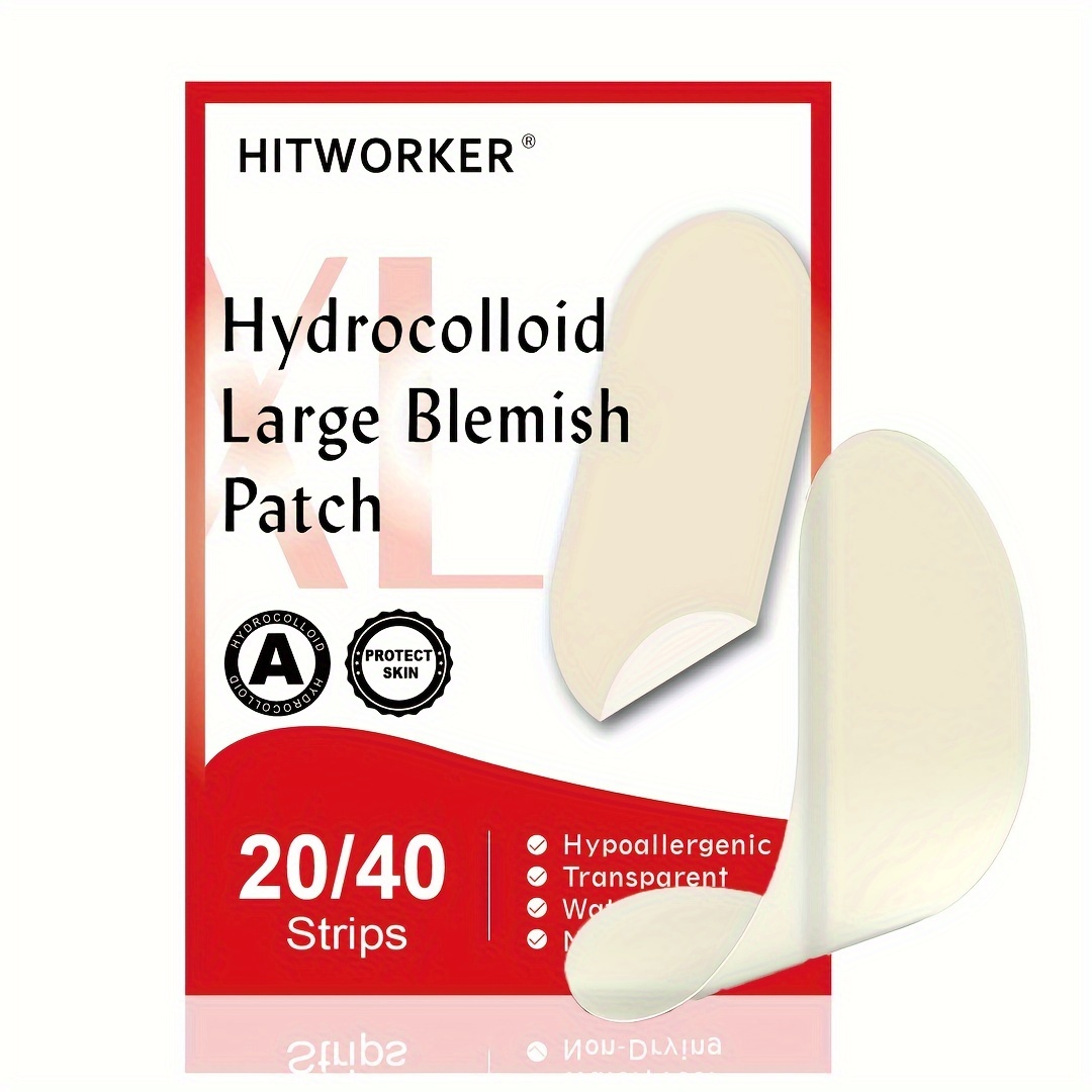 

40pcs Large Hydrocolloid Facial Skin Cover - For Nose Face Cystic Pimple Zit Patch - Big Pimple Patches Hydrocolloid Strips Pimple Patch For All Skin Types