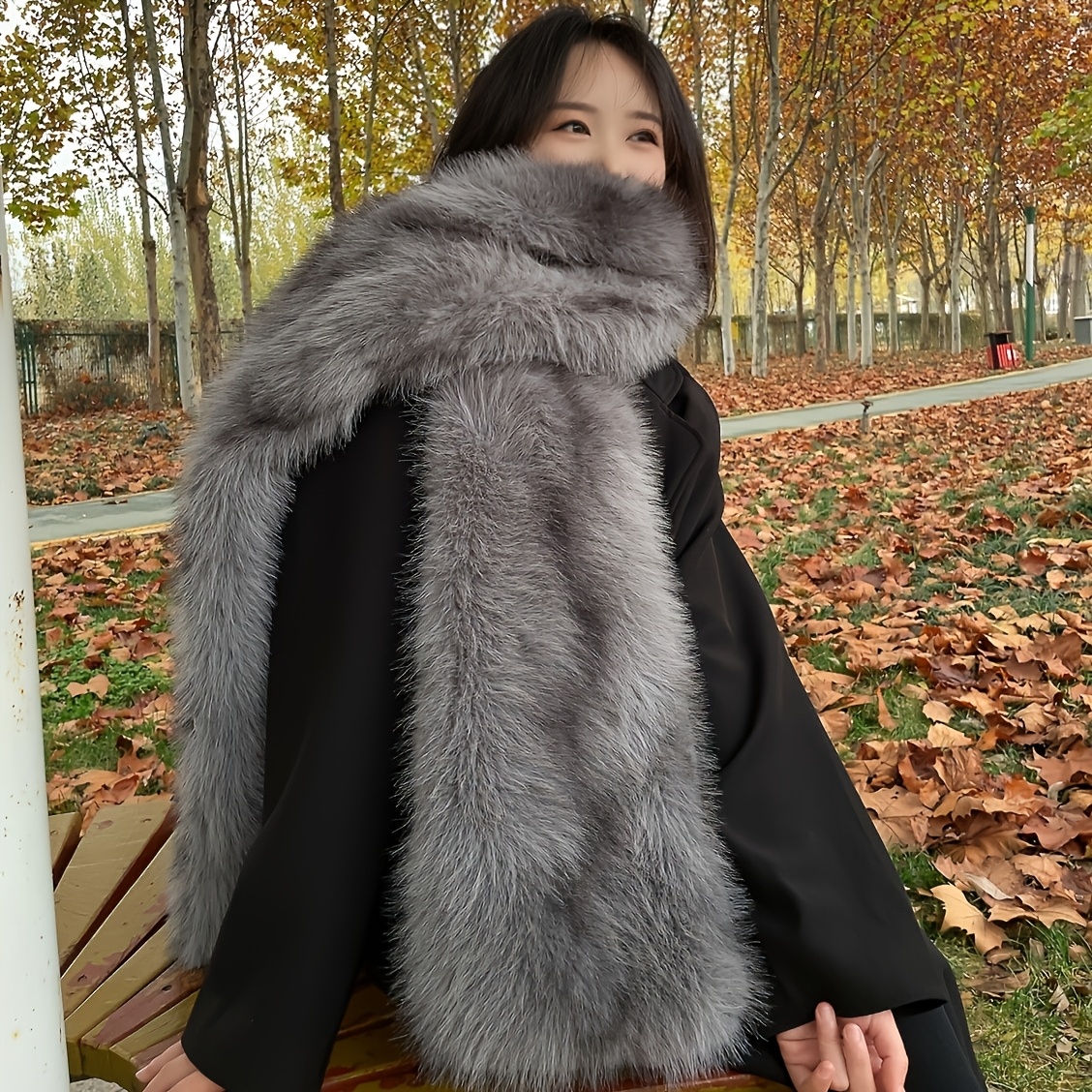 

Elegant Fur Plush Scarf For Women - 100% Acrylic Double-sided , Knitted Snowproof Decorative Scarf For , Inelastic Luxurious Fashion Accessory