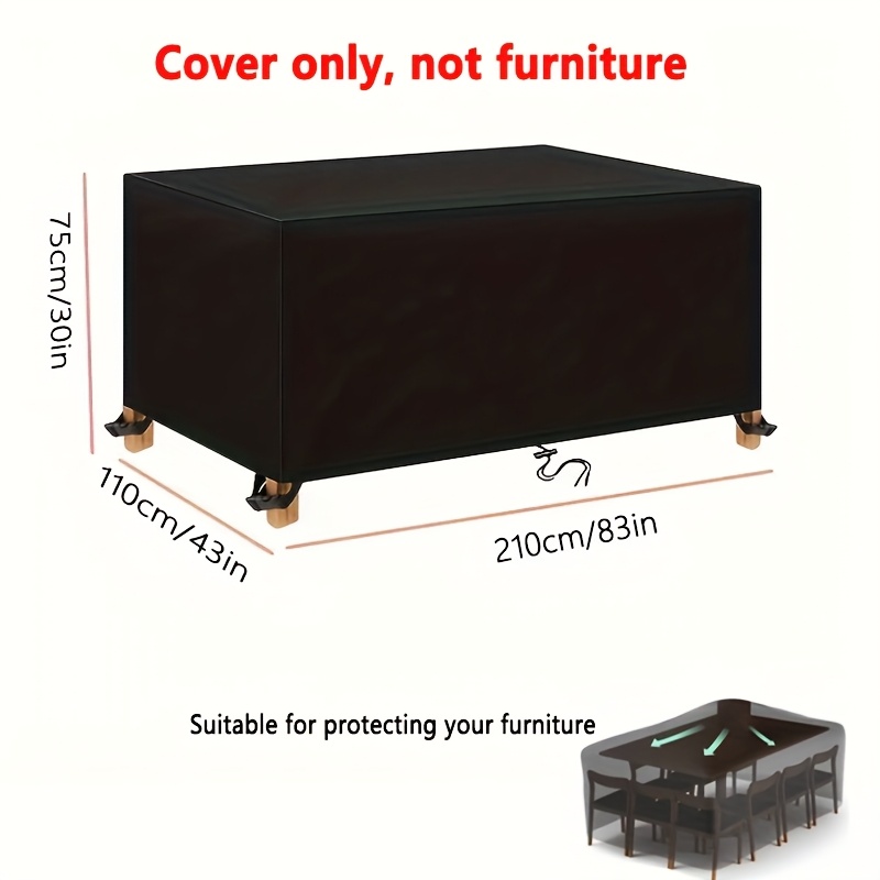 TEMU 1pc Housse de Meuble de Jardin en Tissu Oxford 210D Résistant et -UV avec Système de Verrouillage à 4 Boutons, Adaptée à Toutes les