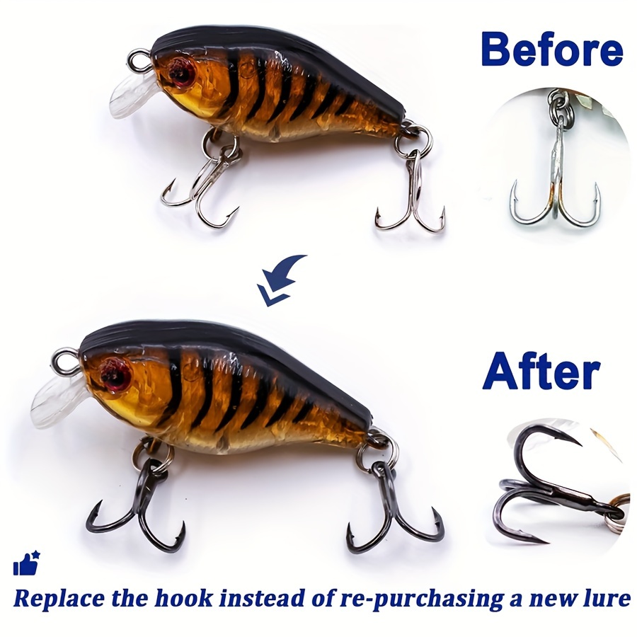 10 pack 6x strength carbon steel treble hooks barbed sharp - Temu