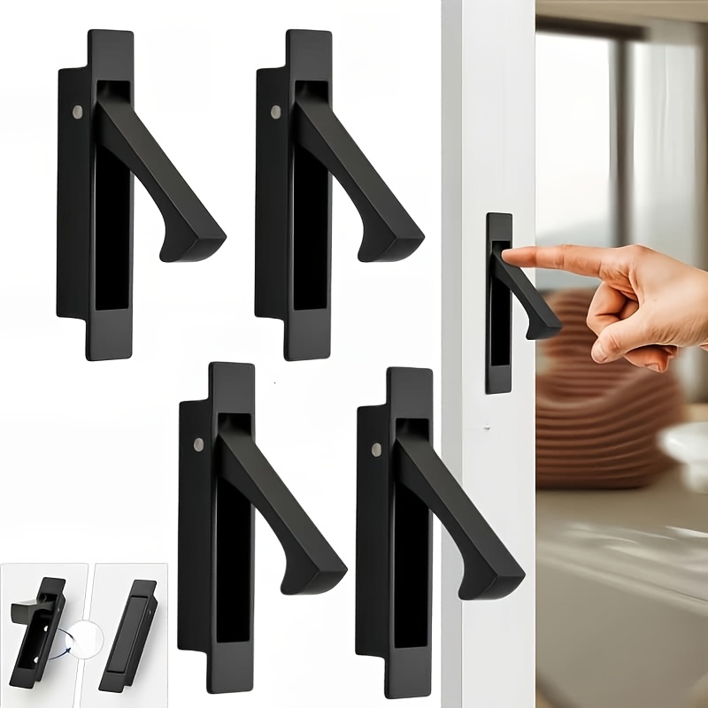 Pocket Door Lock With Keys – Edge Pulls & Hidden Handles For Sliding Barn Doors (Black, Privacy Style)