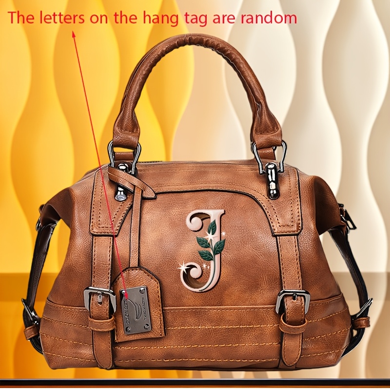 TEMU 1pc Women's Handbag Retro Large Capacity Crossbody Bag With Letter A & Daisy Flower Print, Suitable For Daily , Travel, Casual & Outdoor Use,