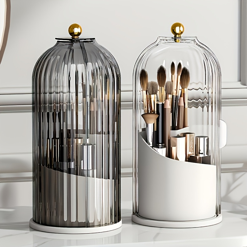 360 degree rotating makeup brush holder with lid waterproof and dustproof cosmetic organizer box suitable for vanity table   beauty enthusiasts Product details 1