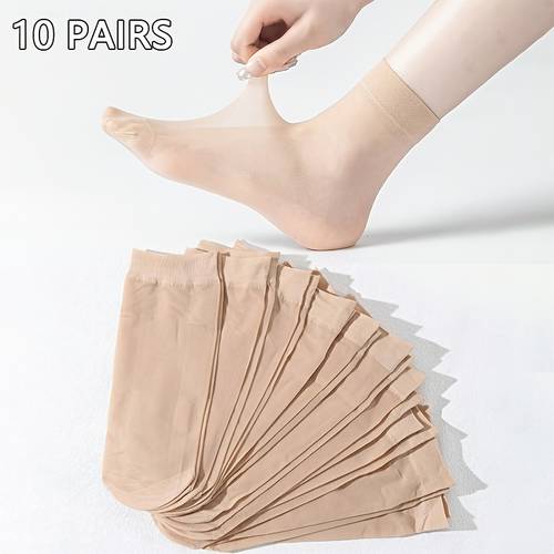 10 pairs of womens transparent thin breathable casual crystal ankle socks suitable for daily and outdoor wear in summer are more fashionable when with loafers high heels and shoes
