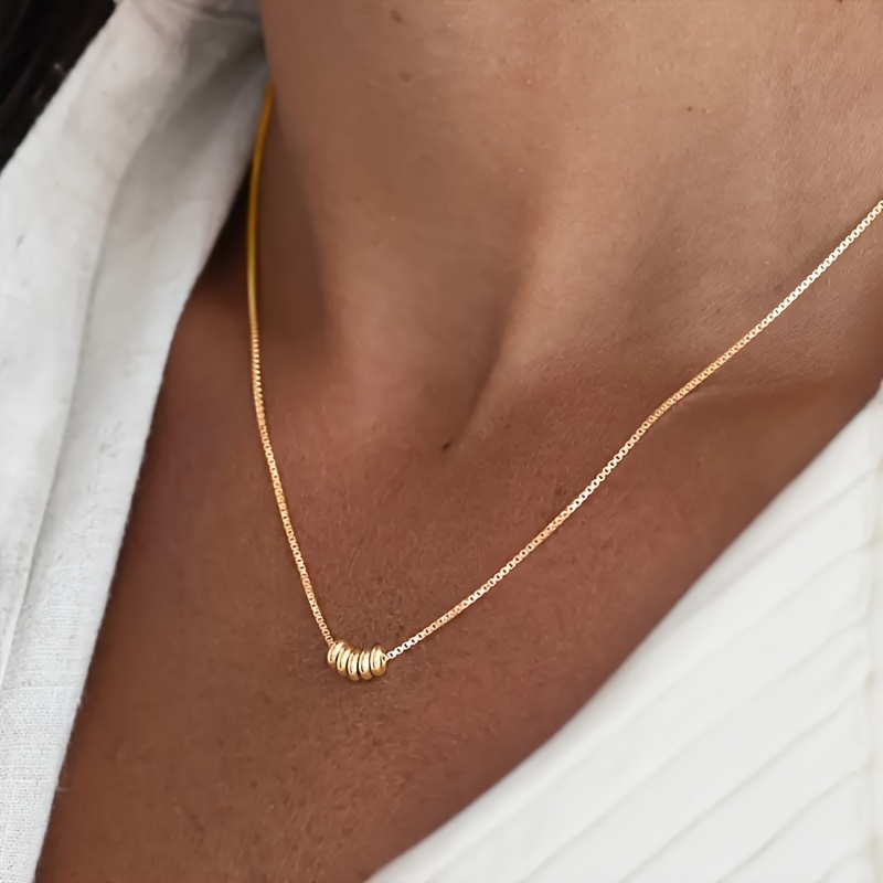 Women'S Exquisite Gold-Plated 18K Easy 5-Bead Pendant Necklace, Gift for Women, Best Choice for Holiday And Birthday Gifts