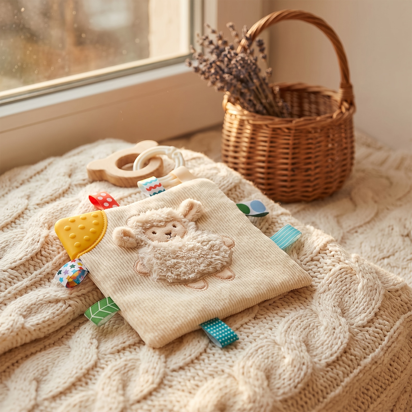Lamb Plush Fabric Pacifier Blanket Toy