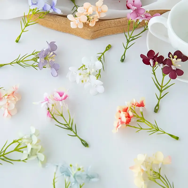 10/20/35 Stück künstliche Blumen mit kurzen Stielen, kleine unechte Blüten für Hochzeit und * ästhetische Kunstblumen für Bastelarbeiten in verschiedenen Farben, Weihnachtsdeko, Halloween Deko für