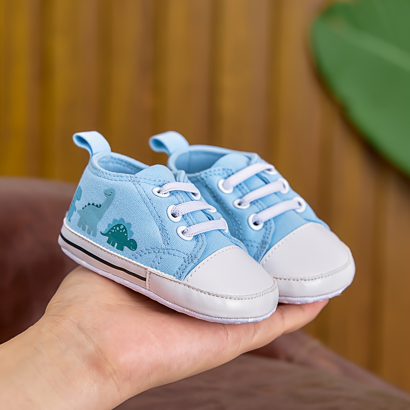 Unisex Baby First Walkers Shoes - Slip-On Soft Sole Sneakers with Dinosaur & Floral Patterns, Breathable Fabric & Synthetic Synthetic, All-Season Indoor/Outdoor Casual Shoes for Boys & Girls 0-1 Years, Baby Girl Shoes, Girl Trainer
